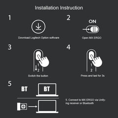 Logitech MX ERGO 440DPI Bluetooth + Unifying Dual-mode Wireless Trackball Optical Mouse, MX ERGO