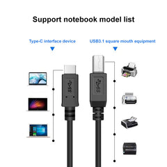 USB-C 3.1 / Type-C Male to USB BM Data Cable, Length: 1m, ZSSG-9B20BG