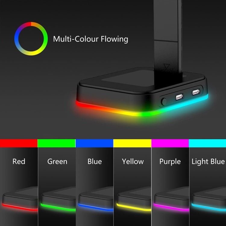 RGBD9 Colorful Glowing Gaming Headset Display Stand with Charging + Data Transmission Dual USB Interface