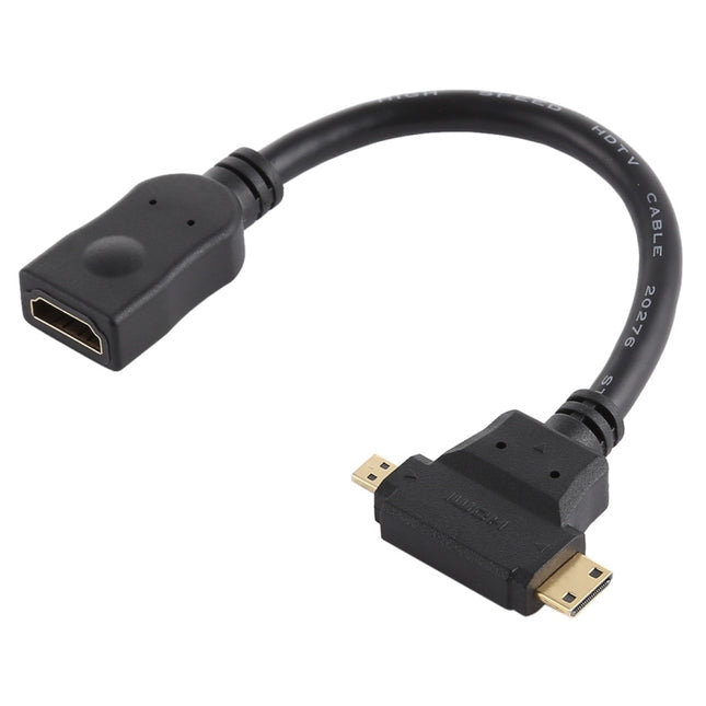 HDMI Female to Mini HDMI + Micro HDMI T Shape Cable