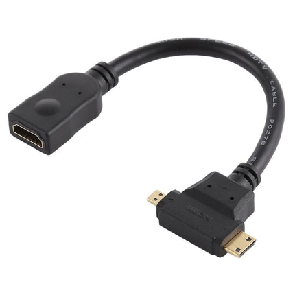 HDMI Female to Mini HDMI + Micro HDMI T Shape Cable