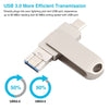 3 in 1 64G Micro USB + 8 Pin + Type-C Metal Rotating Push-pull Flash Disk with OTG Function, 64G USB + 8 Pin + Type-C