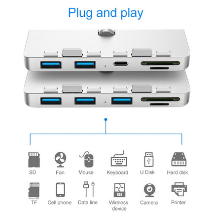 Rocketek For iMac USB3.0 x 3 + SD / TF Multi-function HUB Expansion Dock, USB3.0 x 3 + SD / TF