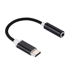 USB-C / Type-C Male to 3.5mm Female Weave Texture Audio Adapter, Length: about 10cm, Gold, Rose Gold, Silver, Black