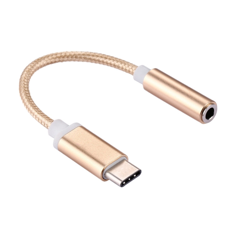 USB-C / Type-C Male to 3.5mm Female Weave Texture Audio Adapter, Length: about 10cm, Gold, Rose Gold, Silver, Black