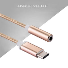 USB-C / Type-C Male to 3.5mm Female Weave Texture Audio Adapter, Length: about 10cm, Gold, Rose Gold, Silver, Black