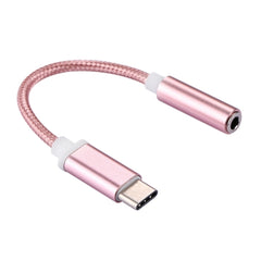 USB-C / Type-C Male to 3.5mm Female Weave Texture Audio Adapter, Length: about 10cm, Gold, Rose Gold, Silver, Black