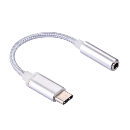 USB-C / Type-C Male to 3.5mm Female Weave Texture Audio Adapter, Length: about 10cm, Gold, Silver