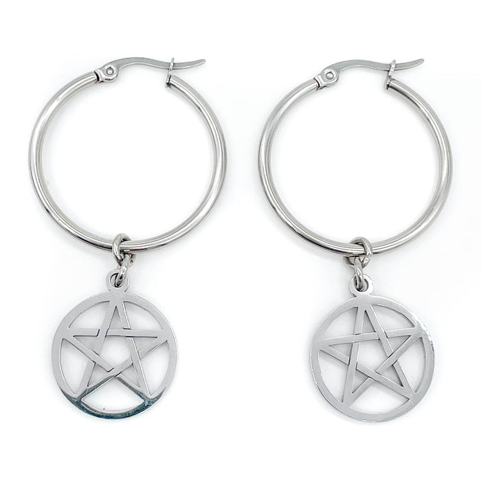 Pentacle Hoop Earrings