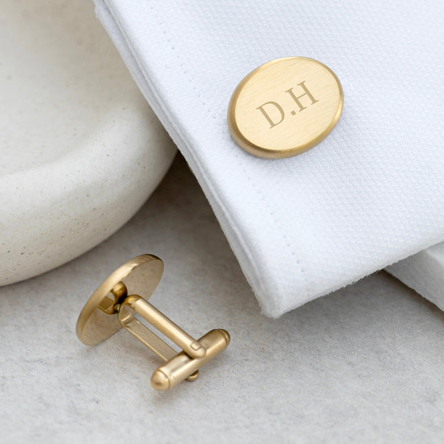 Personalised Men's Gold Oval Cufflinks