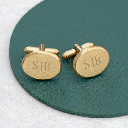 Personalised Men's Gold Oval Cufflinks