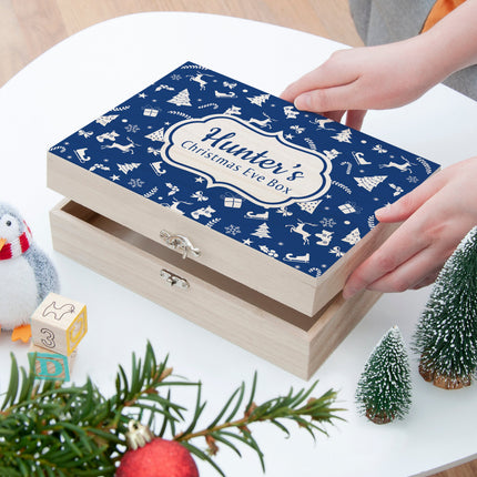 Personalised Festive Pattern Christmas Eve Box