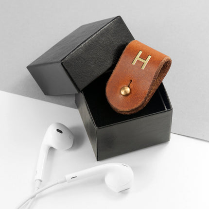 Personalised Leather Earphone Holder