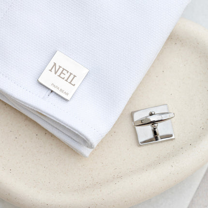 Personalised Contemporary Silver Plated Square Cufflink Set