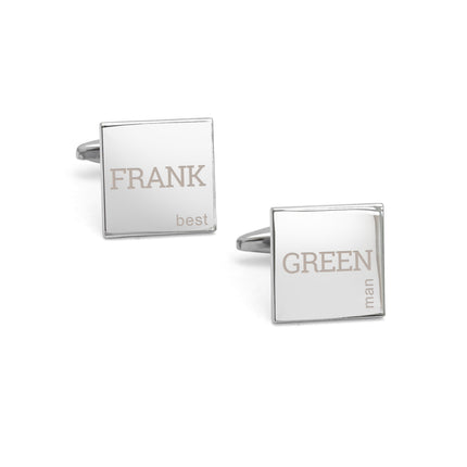 Personalised Contemporary Silver Plated Square Cufflink Set