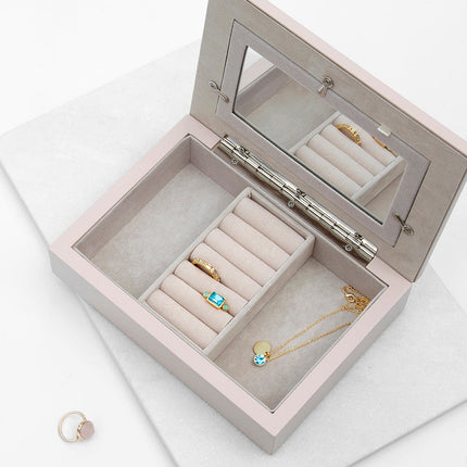 Personalised Blush Pink & Silver Photo Jewellery Box
