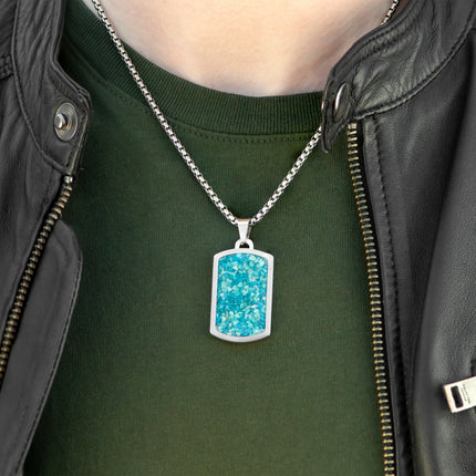 Personalised Men's Blue Turquoise Dog Tag Necklace