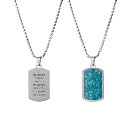 Personalised Men's Blue Turquoise Dog Tag Necklace