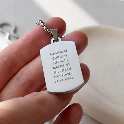 Personalised Men's Blue Turquoise Dog Tag Necklace