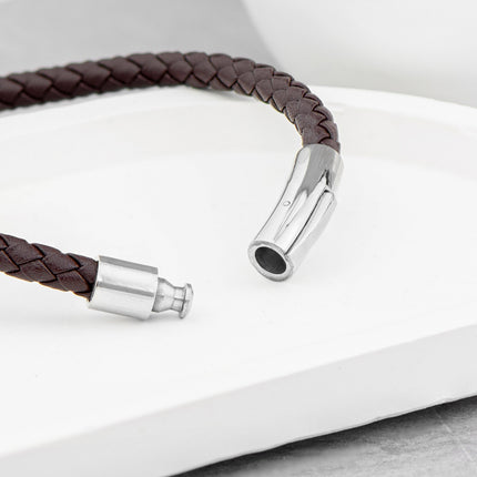 Personalised Men's Leather Beaded Bracelet