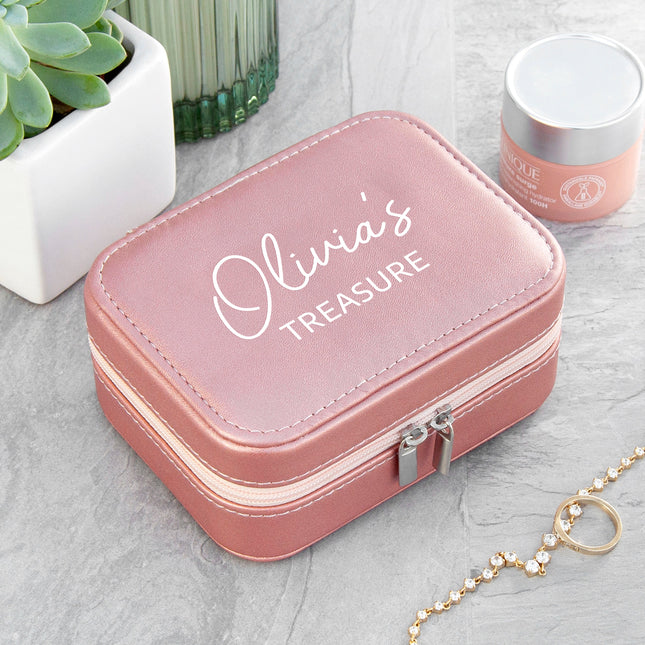 Personalised Sparkly Pink 'My Treasure' Jewellery Case