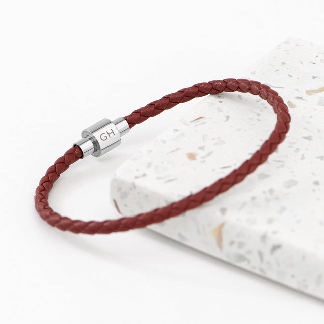 Personalised Men's Anchor Woven Leather Bracelet