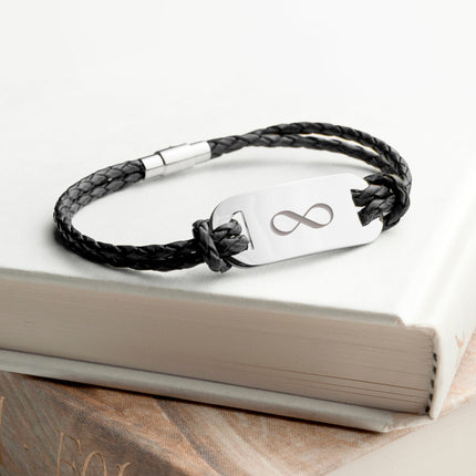 Personalised Men's Infinity Statement Leather Bracelet