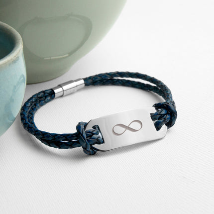 Personalised Men's Infinity Statement Leather Bracelet