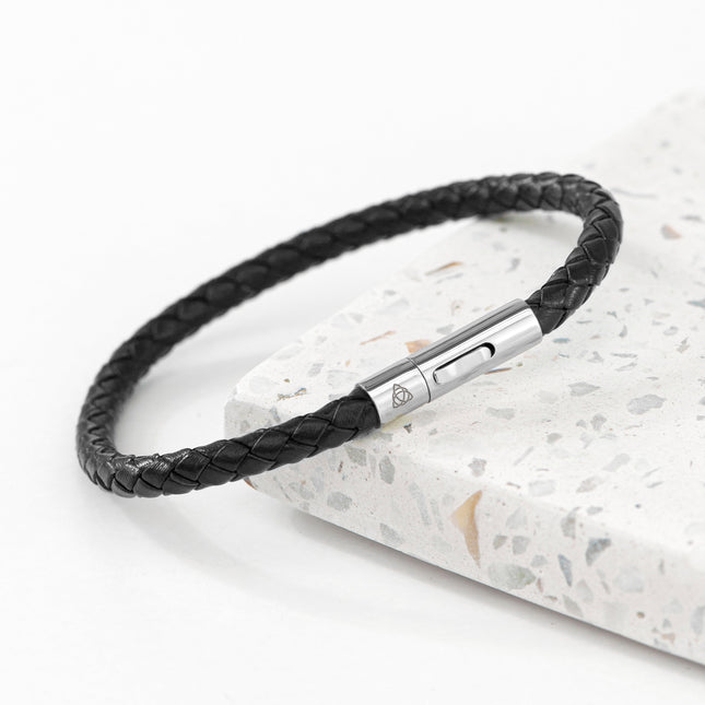 Personalised Men's Celtic Trinity Capsule Leather Bracelet