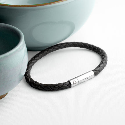 Personalised Men's Celtic Trinity Capsule Leather Bracelet