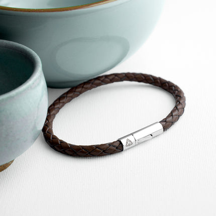 Personalised Men's Celtic Trinity Capsule Leather Bracelet
