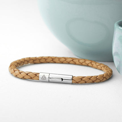 Personalised Men's Celtic Trinity Capsule Leather Bracelet