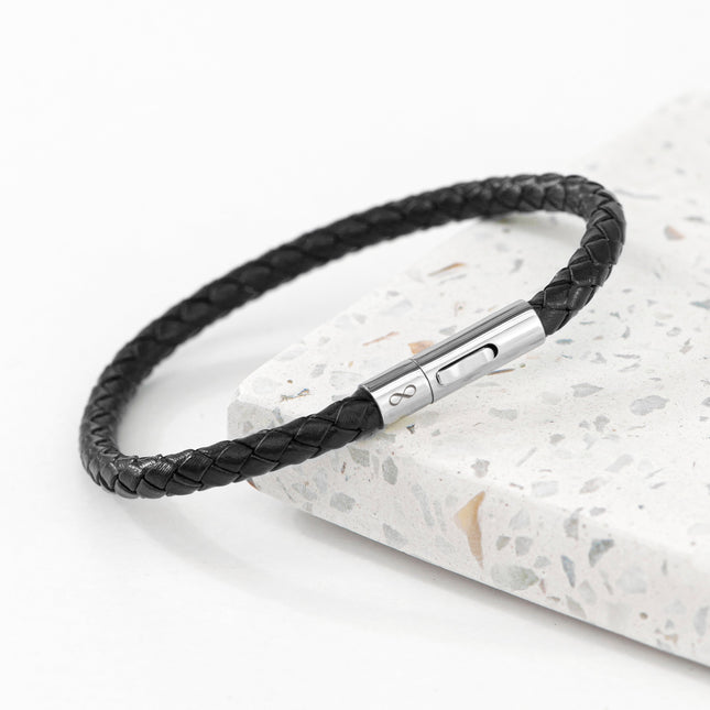 Personalised Men's Infinity Capsule Leather Bracelet
