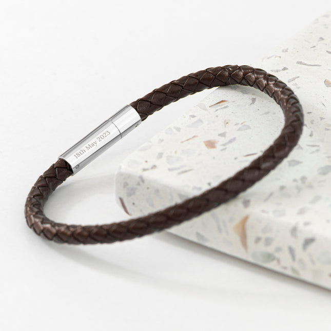 Personalised Men's Infinity Capsule Leather Bracelet