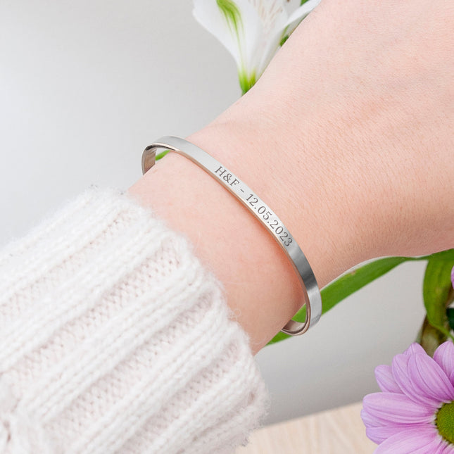 Personalised Silver Affirmation Bangle Bracelet