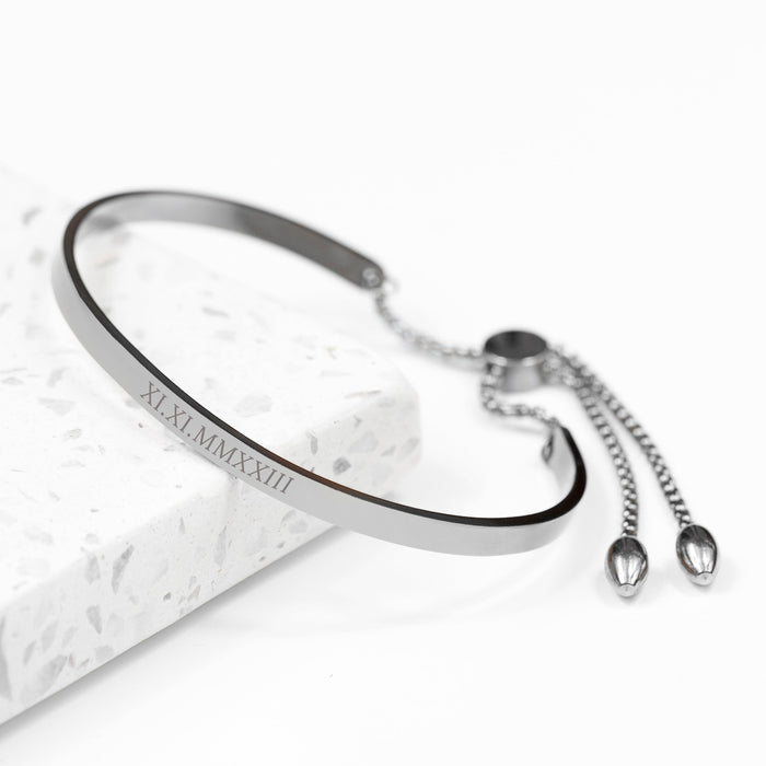 Personalised Silver Affirmation Bangle Bracelet