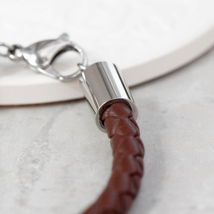 Personalised Men's Brown Horseshoe Bracelet with Sterling Silver Clasp