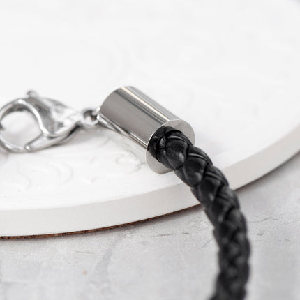 Personalised Men's Black Horseshoe Bracelet with Sterling Silver Clasp