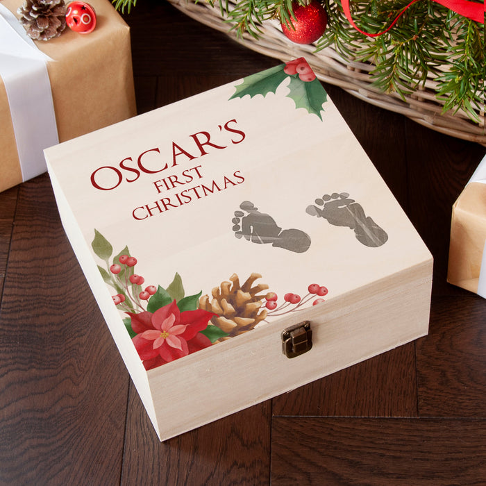 Personalised Baby's First Christmas Memento Box