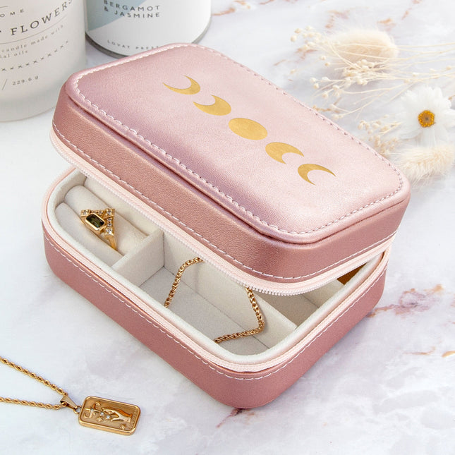 Metallic Pink Moon Phase Jewellery Case