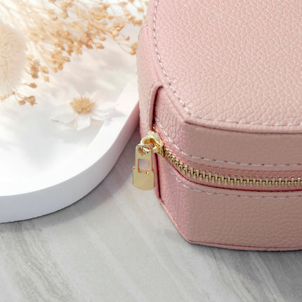 Moon and Stars Pink Heart Travel Jewellery Case