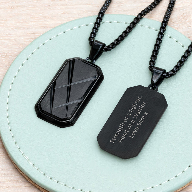Personalised Men’s Contemporary Black Dog Tag Necklace