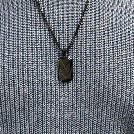 Personalised Men’s Contemporary Black Dog Tag Necklace