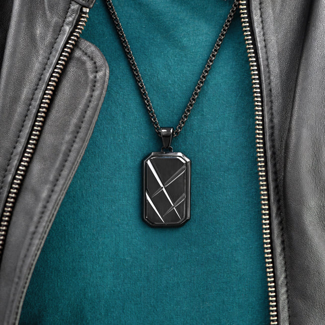 Personalised Men’s Contemporary Black Dog Tag Necklace