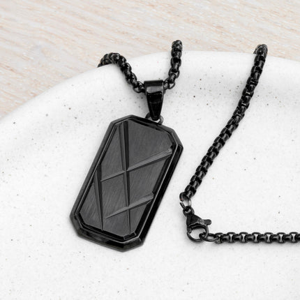 Personalised Men’s Contemporary Black Dog Tag Necklace