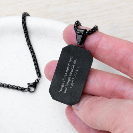 Personalised Men’s Contemporary Black Dog Tag Necklace