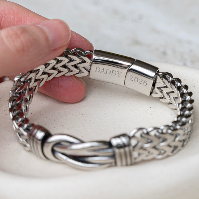Personalised Men's Woven Stainless Steel Infinity Knot Bracelet