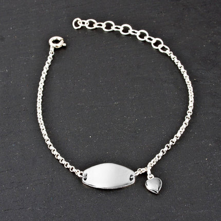 Personalised Kid's Sterling Silver Bracelet with Heart Charm