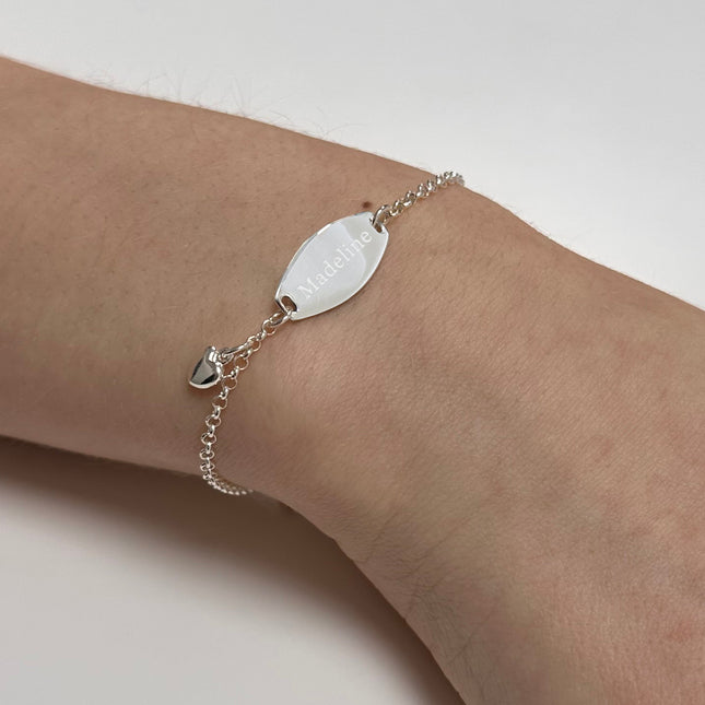 Personalised Kid's Sterling Silver Bracelet with Heart Charm