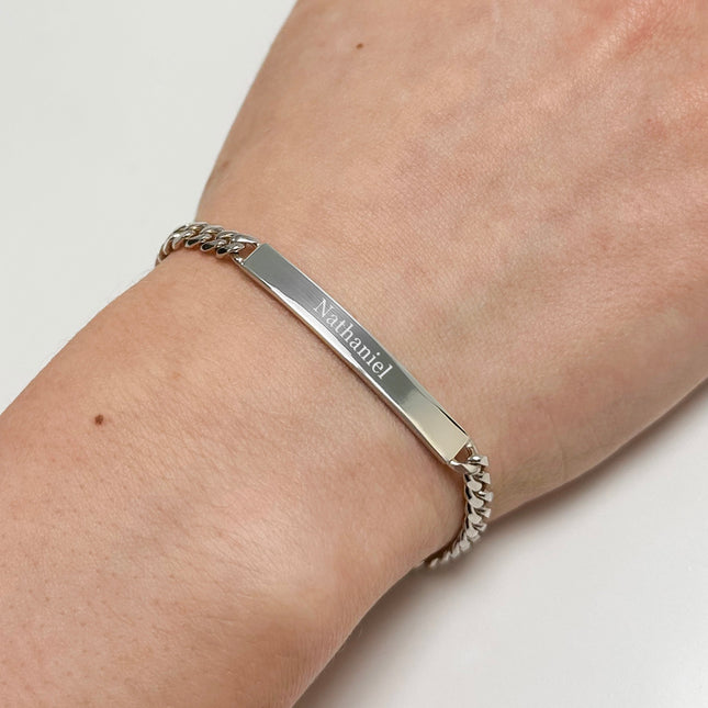 Personalised Child's Sterling Silver Chain and Link Bracelet